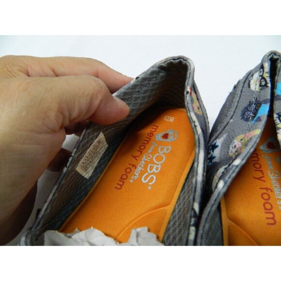 Size 7.5 Bobs Sketchers Memory Foam Cattitude Kitten Cat 2 Pairs Flats Slip On - Picture 16 of 16